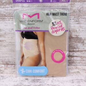 New Maidenform Cool Comfort Flexees 1 High Waist Beige Thong FLS079 Sz XL